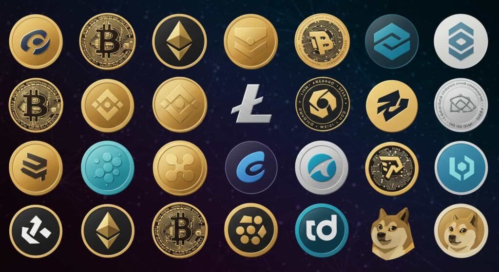 Tipos de criptonomedas, los logos de los tokens mas importantes