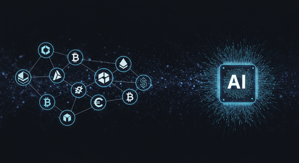 Grupo de criptomonedas interrelacionadas entre si y su interacción con la inteligencia artificial